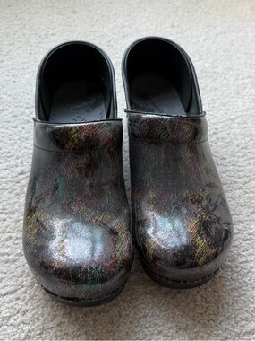 Dansko Women's Iridescent Black Multi-Color Clogs